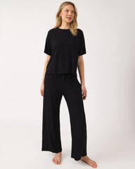 Black Women's Ribbed Boxy Tee