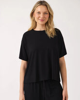 Black Women's Ribbed Boxy Tee