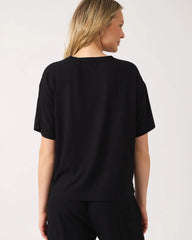 Black Women's Ribbed Boxy Tee