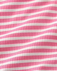 Sweet Pink Stripe Ribbed Ruffle Tank