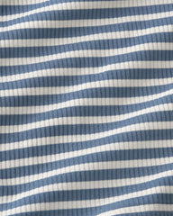 Infinite Blue Stripe Ribbed Ruffle Tank