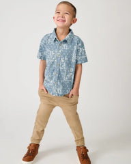 Bandana Blues Denim Button Down Polo