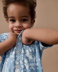 Bandana Blues Denim Button Down Polo