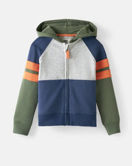 Moss Colorblock Zip Hoodie
