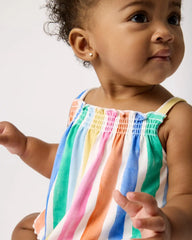 Rainbow Ribbon Smocked Top with Bloomer