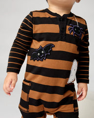 Spooky Stripes Henley Romper