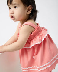 Beach Coral Smocked Top with Bloomer