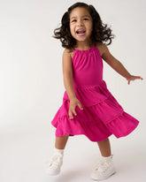 Pink Punch Open Back Tiered Dress