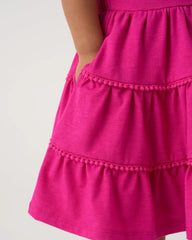 Pink Punch Open Back Tiered Dress
