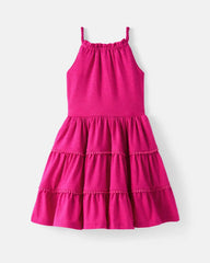 Pink Punch Open Back Tiered Dress