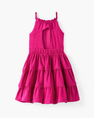 Pink Punch Open Back Tiered Dress