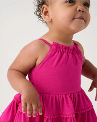 Pink Punch Open Back Tiered Dress with Bloomer