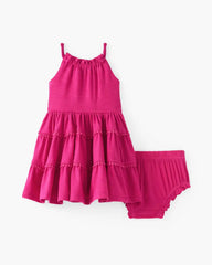 Pink Punch Open Back Tiered Dress with Bloomer