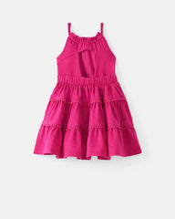 Pink Punch Open Back Tiered Dress with Bloomer