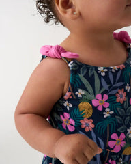 Tropical Garden Baby Bow Strap Romper
