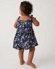Tropical Garden Baby Bow Strap Romper