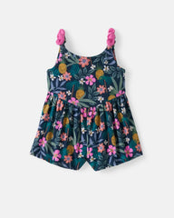 Tropical Garden Baby Bow Strap Romper