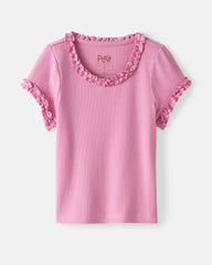 Blush Orchid Ribbed Ruffle Tee