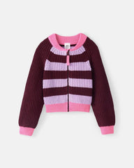 Powder Lilac Stripe Bomber Jacket