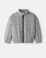 Heather Gray Quilted Track Jacket
