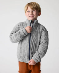 Heather Gray Quilted Track Jacket