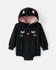 Black Cat Hoodie Romper