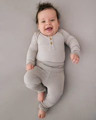 Dove Gray Stripe Henley Bodysuit