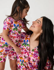 Flutter Garden Two-Piece Short Sleeve & Shorts Pajama Set