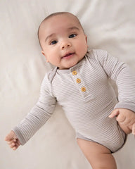 Dove Gray Stripe Henley Bodysuit