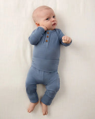 Hazy Blue Fold Over Legging