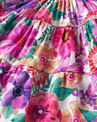 Hibiscus Blooms Tiered Flutter Dress