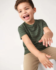 Olive Stripes Short Sleeve Relaxed Tee