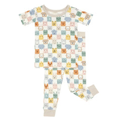 Check Mates Two-Piece Short Sleeve Pajama Set