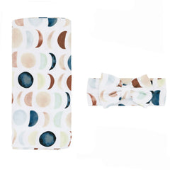 Luna Neutral Swaddle & Luxe Bow Headband Set