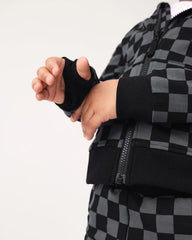 Monochrome Checks Zip Hoodie