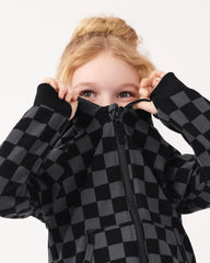 Monochrome Checks Zip Hoodie