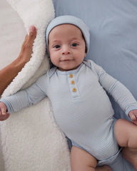 Light Fog Stripe Henley Bodysuit