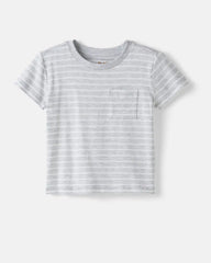 Light Heather Gray Stripe Relaxed Pocket Tee
