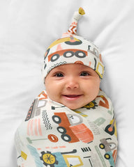 Mini Builders Swaddle & Hat Set