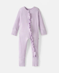 Misty Lavender Ribbed Ruffle Zippy