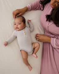 Dove Gray Stripe Henley Bodysuit