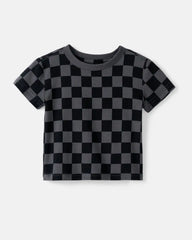 Monochrome Checks Short Sleeve Relaxed Tee
