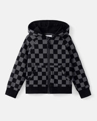 Monochrome Checks Zip Hoodie