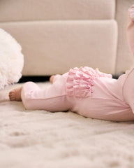 Prima Pink Ribbed Ruffle Zippy
