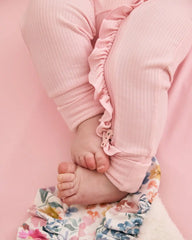 Prima Pink Ribbed Ruffle Zippy