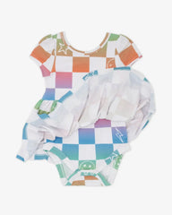 Ombre Cheery Checks Skater Dress with Bodysuit