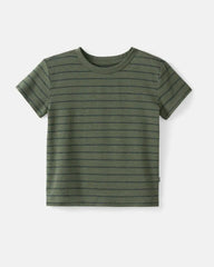 Olive Stripes Short Sleeve Relaxed Tee