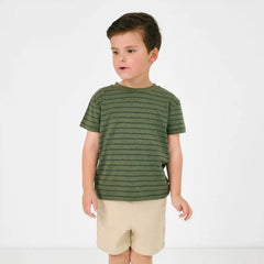 Olive Stripes Short Sleeve Relaxed Tee