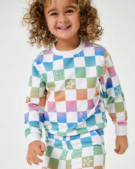 Ombre Cheery Checks Crewneck Sweatshirt