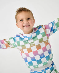Ombre Cheery Checks Crewneck Sweatshirt